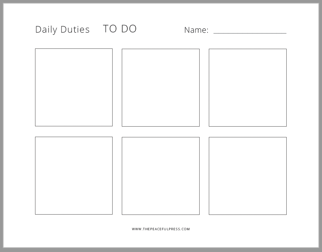 Empty Box Routine Printable The Peaceful Press Chore and Routine Pack