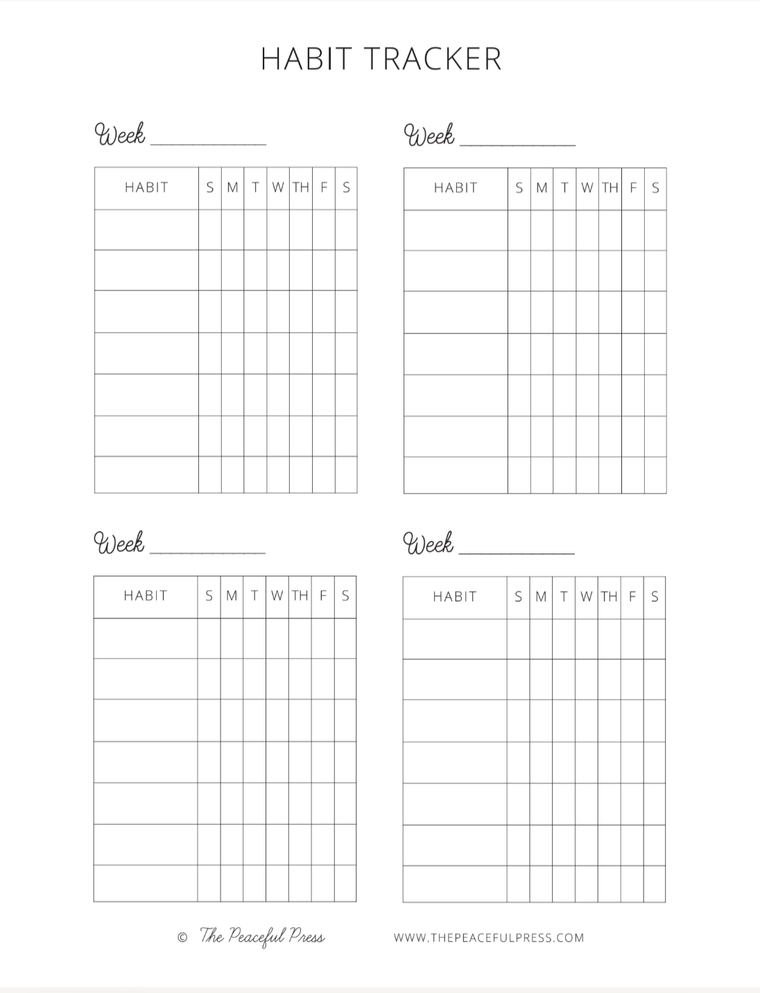 A sample sheet from the 'student planner', a habit tracker for a homeschool student.