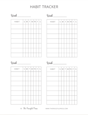 A sample sheet from the 'student planner', a habit tracker for a homeschool student.