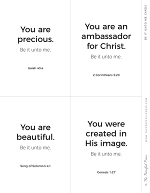 Advent Homeschool sample: Bible verse memorization cards, four to a page.