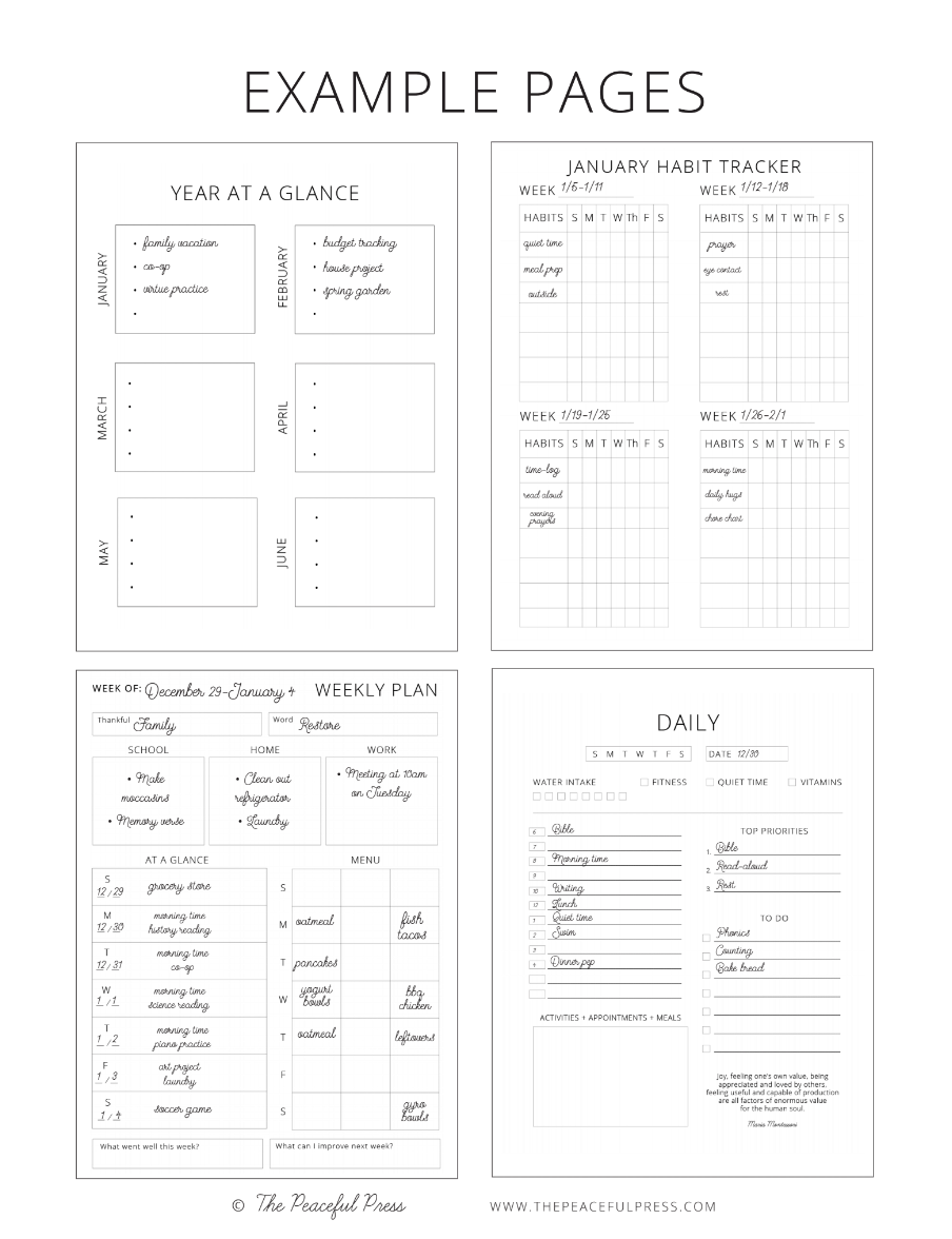 The Peaceful Press Homeschool Planner