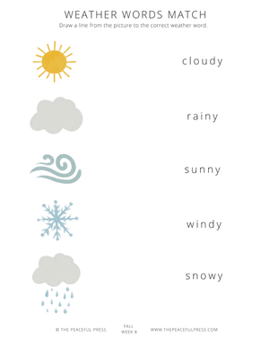 The Peaceful Preschool Volume 2 Seasons Based Preschool weather lesson