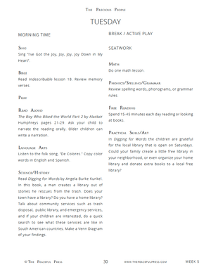 Precious People Year One World Geography Homeschool Curriculum sample page