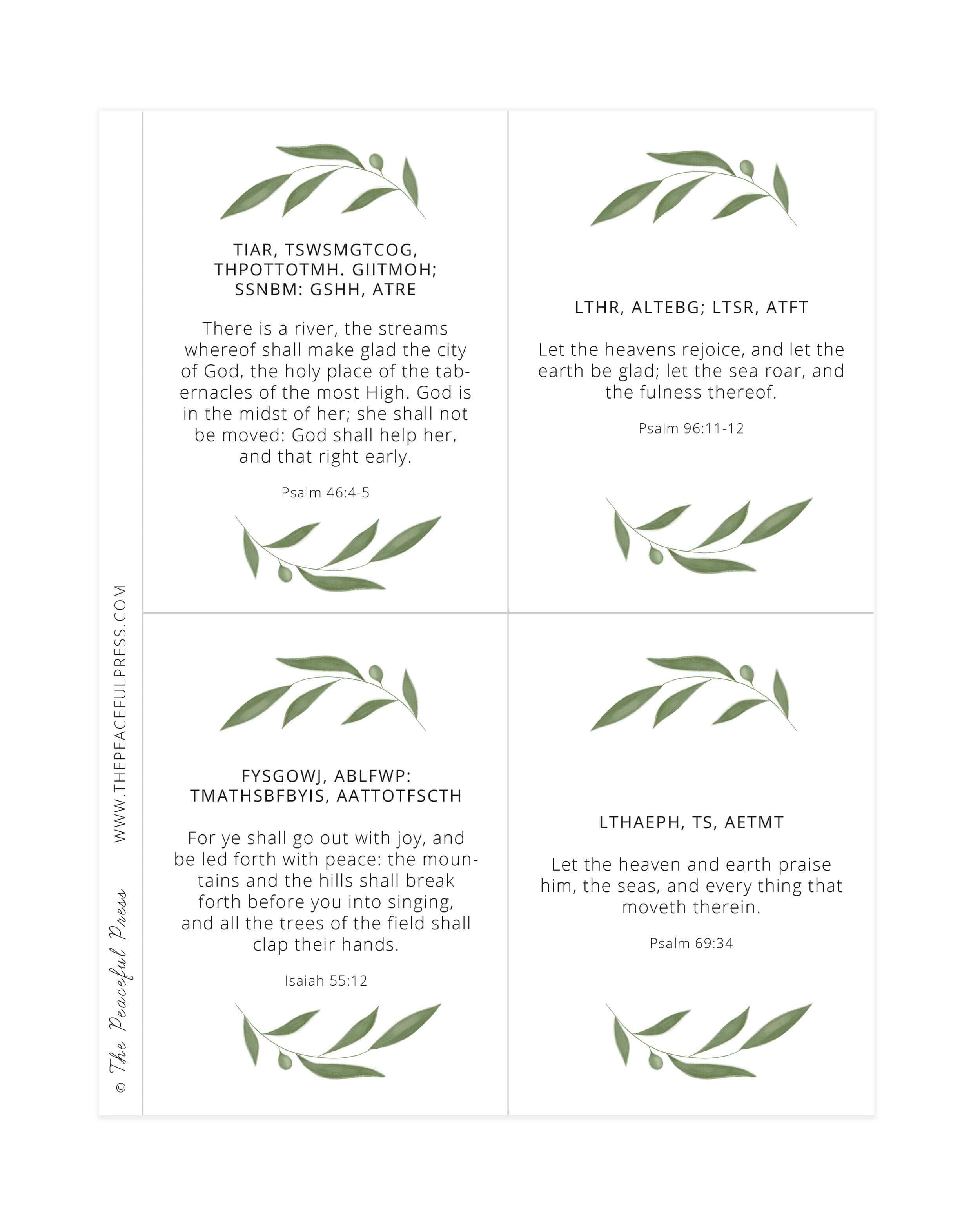 Nourishing Nature Bible Verse Cards for Homeschool Families