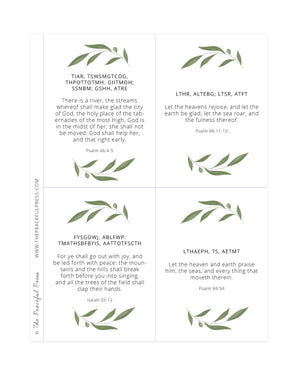 Homeschool Bible Verse Letter Cards, examples from the Nurturing Nature Kindergarten.