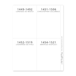 Blank timeline cards, 4 to a sheet of paper.